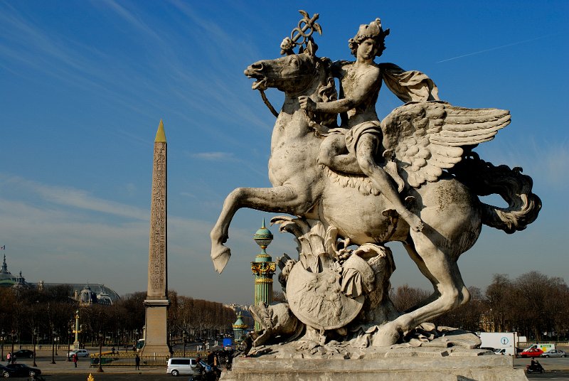 _JSC27720001.JPG - - Paris - Coysevox Antoine 1640 -1720 - Mercurio montados sobre Pégase - MoulageMarbol, instalado en el jardin des Tuileries en 1719; expuesto en el  Louvre.